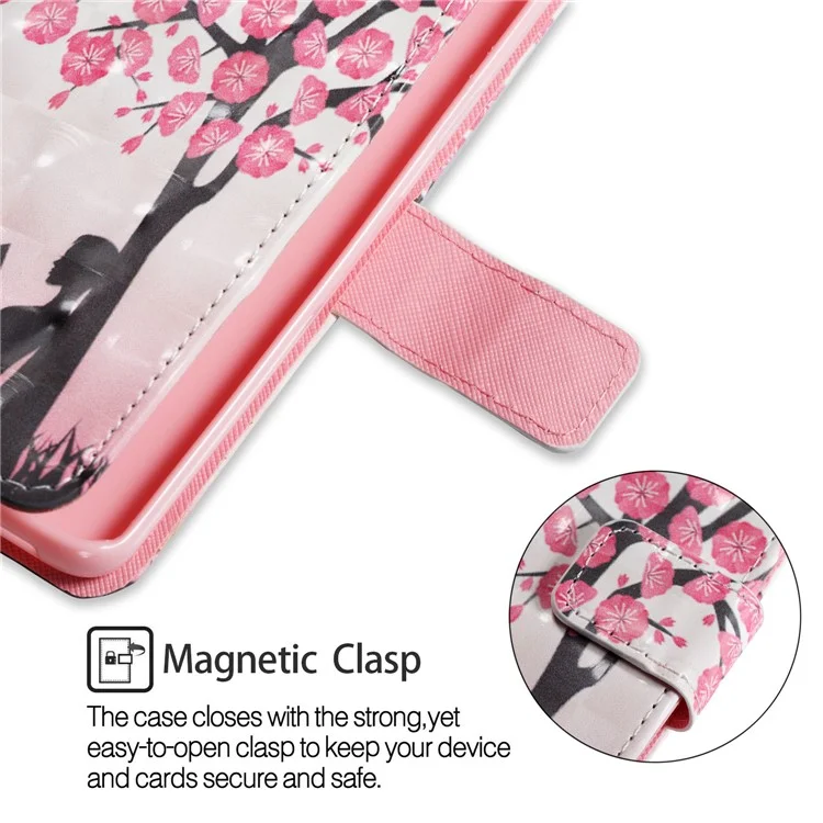 Patterned PU Leather Wallet Stand Casing for Samsung Galaxy S9 G960 - Pretty Flower Tree