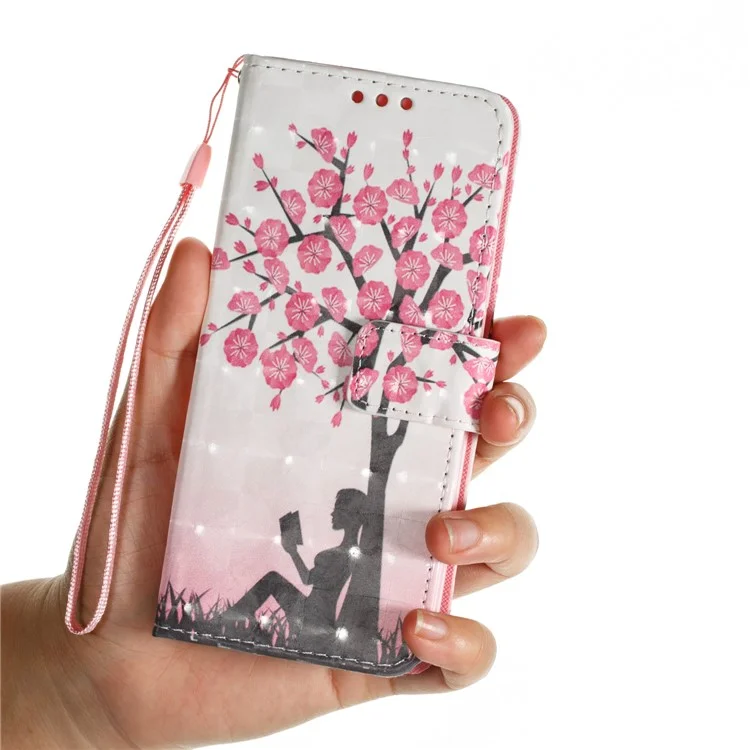 Patterned PU Leather Wallet Stand Casing for Samsung Galaxy S9 G960 - Pretty Flower Tree