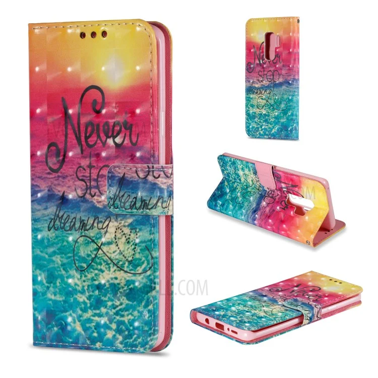 Pattern Printing Wallet Leather Stand Protection Case for Samsung Galaxy S9 Plus G965 - Sun and Sea