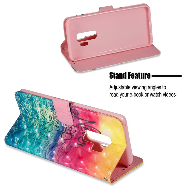 Pattern Printing Wallet Leather Stand Protection Case for Samsung Galaxy S9 Plus G965 - Sun and Sea