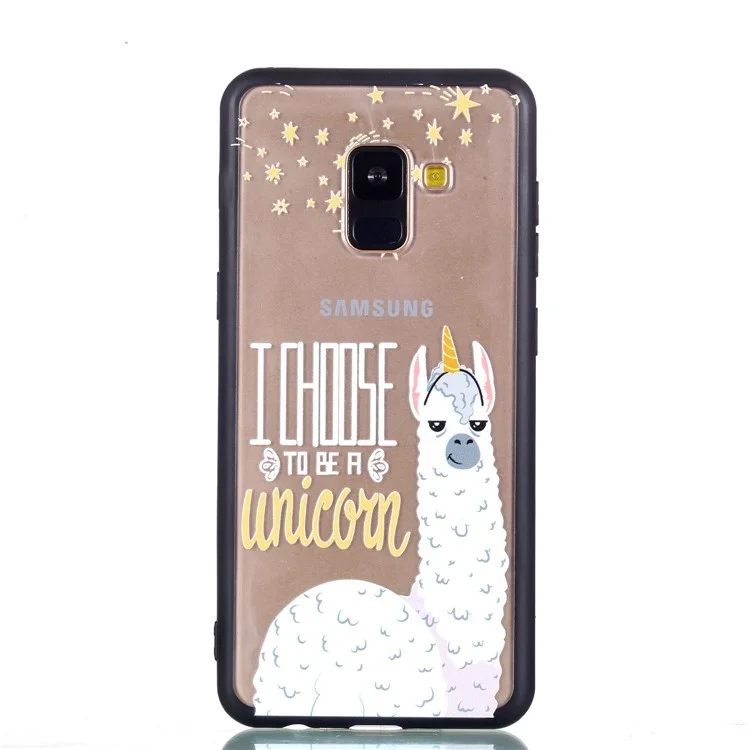 Rubberized Embossed Soft TPU + PC Combo Mobile Phone Case for Samsung Galaxy A8 (2018) - Unicorn
