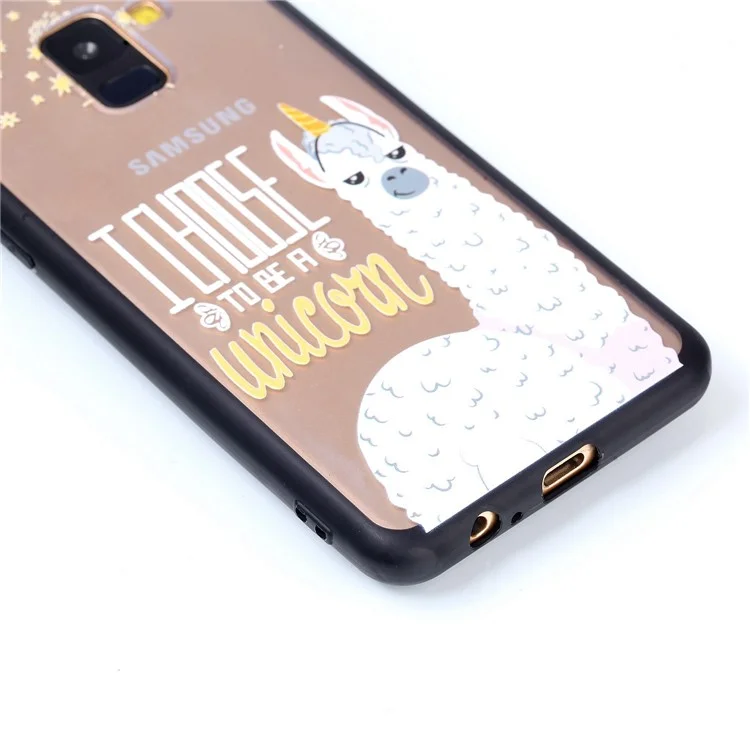 Rubberized Embossed Soft TPU + PC Combo Mobile Phone Case for Samsung Galaxy A8 (2018) - Unicorn