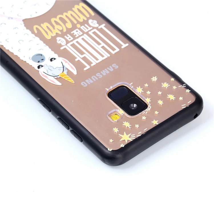 Rubberized Embossed Soft TPU + PC Combo Mobile Phone Case for Samsung Galaxy A8 (2018) - Unicorn