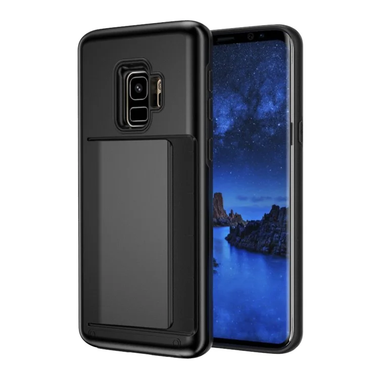 Card Holder PC + TPU Hybrid Case for Samsung Galaxy S9 G960 - Black