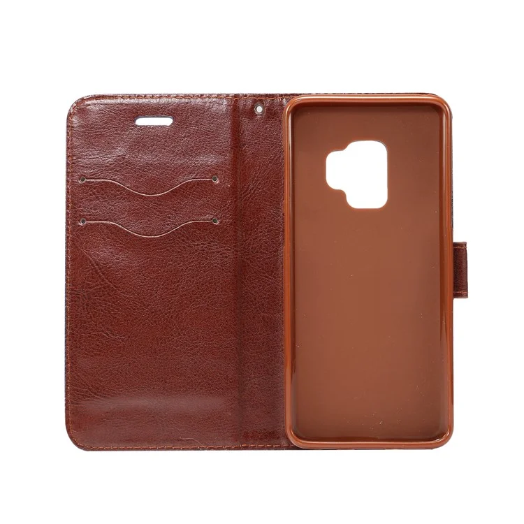Jeans Cloth Leather Stand Phone Case with Card Slots for Samsung Galaxy S9 G960 - Black