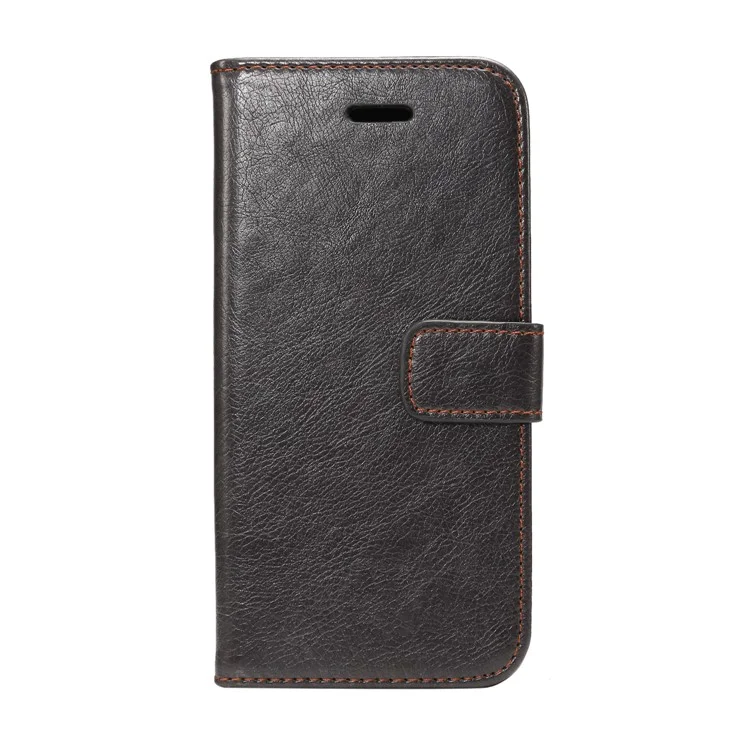 Crazy Horse Flip Leather Wallet Cell Phone Cover for Samsung Galaxy S9 G960 - Black