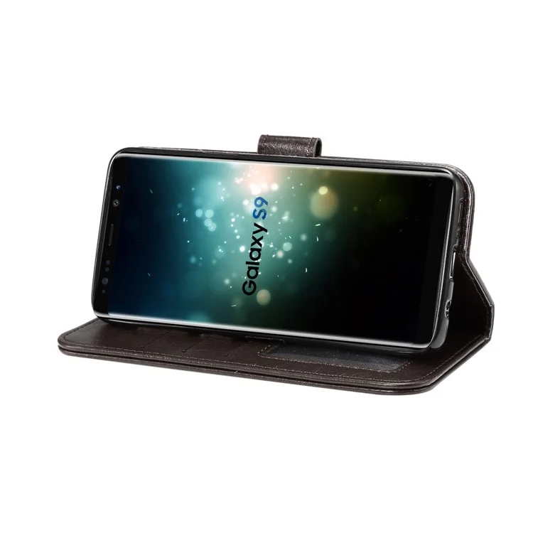 Crazy Horse Flip Leather Wallet Cell Phone Cover for Samsung Galaxy S9 G960 - Black