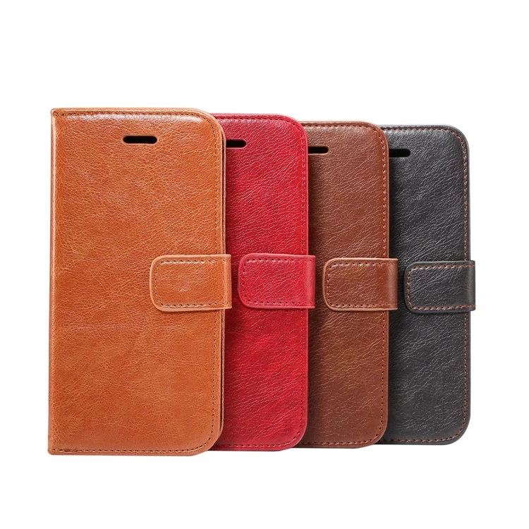 Crazy Horse Flip Leather Wallet Cell Phone Cover for Samsung Galaxy S9 G960 - Black