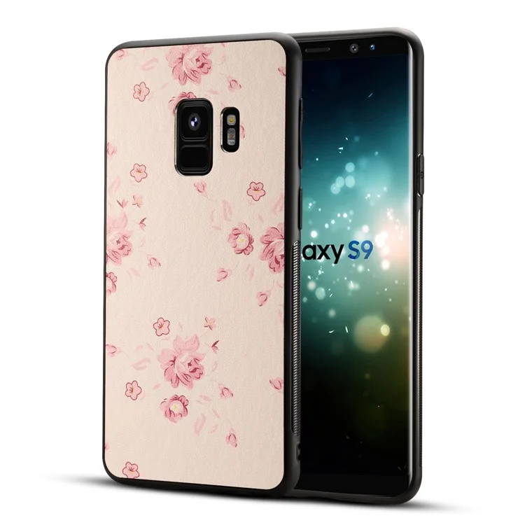 For Samsung Galaxy S9 Pattern Printing PU Leather Coated PC + TPU Hybrid Casing - Pretty Flower Pattern