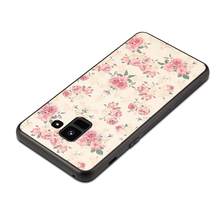 Pattern Printing PU Leather Coated PC + TPU Hybrid Case for Samsung Galaxy A8 (2018) - Peony