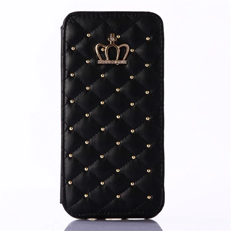 Stitching Rhombus Crown Card Slots Stand Leather Case for Samsung Galaxy S8+ G955 - Black