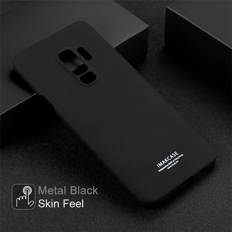 IMAK Cowboy Shell Plastic Case with Ring Stand + Screen Film for Samsung Galaxy S9+ SM-G965 - Metal Black