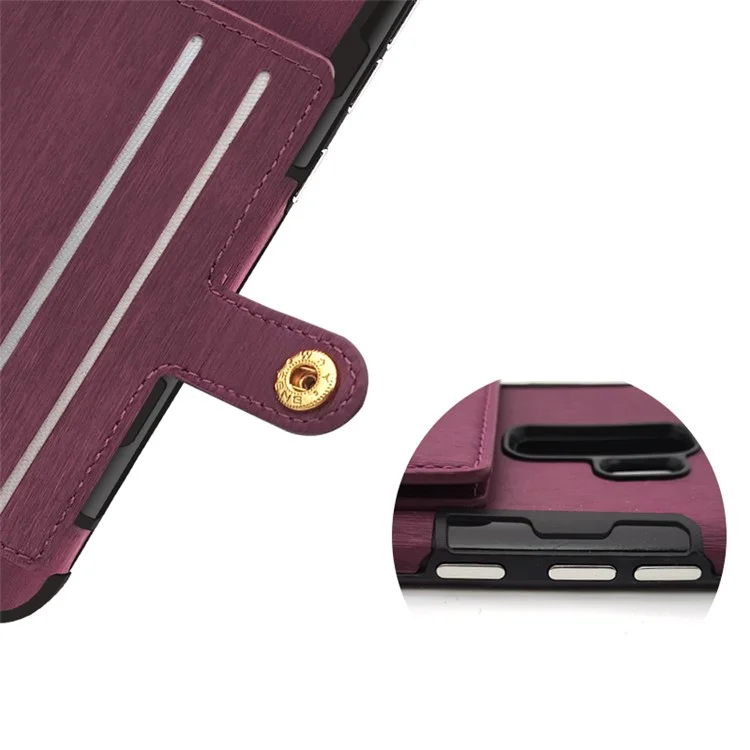 SHOUHUSHEN for Samsung Galaxy S9+ G965 Brushed Card Slots PU Leather Coated Hard Back Case - Wine Red