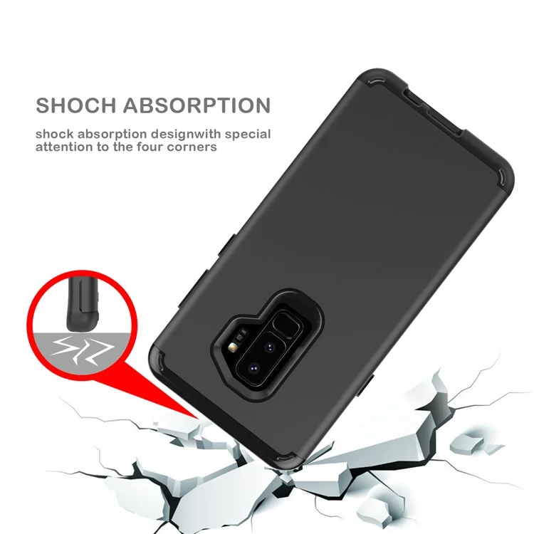 Revolving Kickstand Belt Clip Heavy Duty PC + Silicone Hybrid Case for Samsung Galaxy S9 Plus G965 - Black