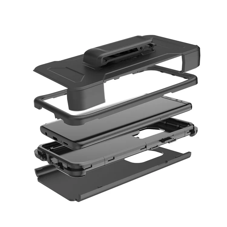 Revolving Kickstand Belt Clip Heavy Duty PC + Silicone Hybrid Case for Samsung Galaxy S9 Plus G965 - Black