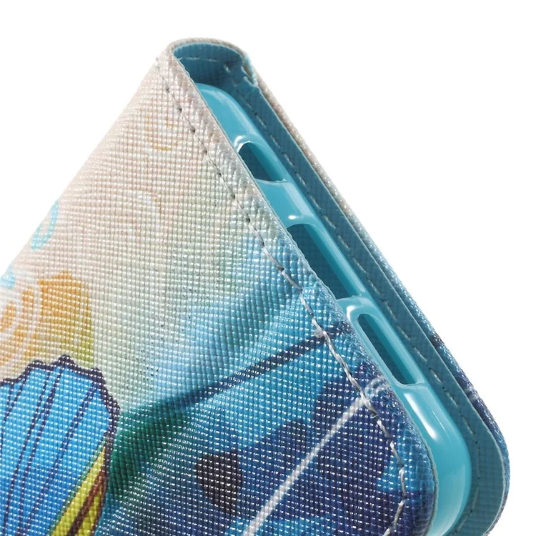 Funda de teléfono de cuero para Samsung Galaxy A3 SM-A310F (2016) - Mariposa azul