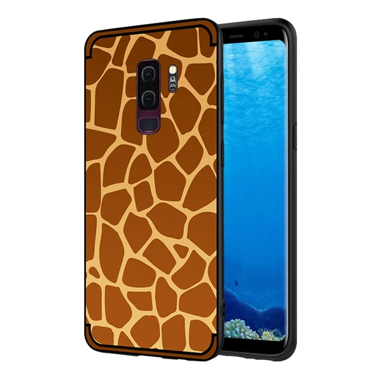 NXE Embossed Patterned Soft TPU Phone Case for Samsung Galaxy S9 Plus SM-G965 - Giraffe Texture