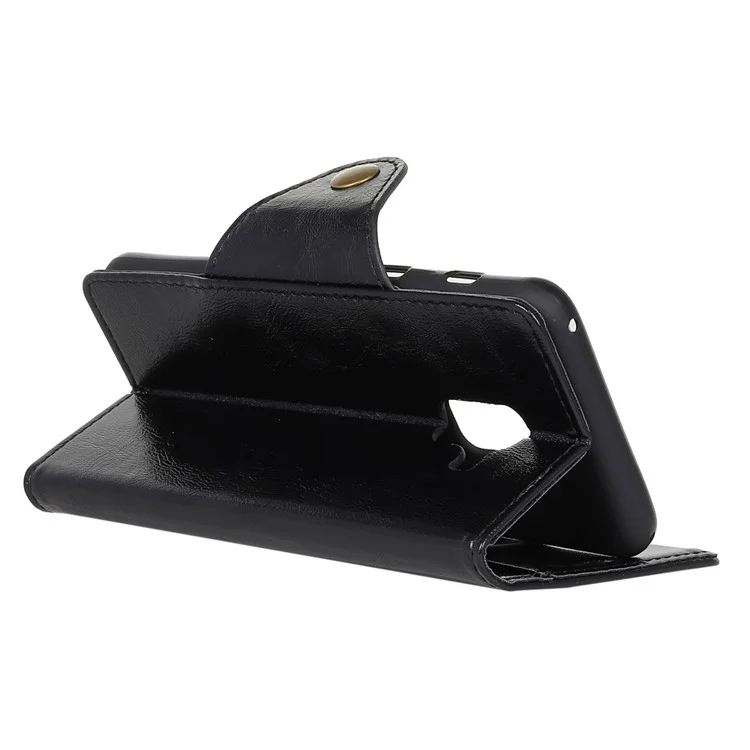 Textured PU Leather Wallet Stand Phone Case for Samsung Galaxy A8 (2018) - Black
