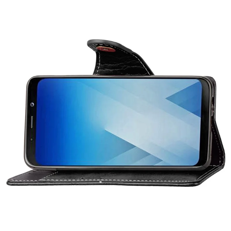 For Samsung Galaxy A8 (2018) Retro Business Style PU Leather Wallet Stand Case - Black