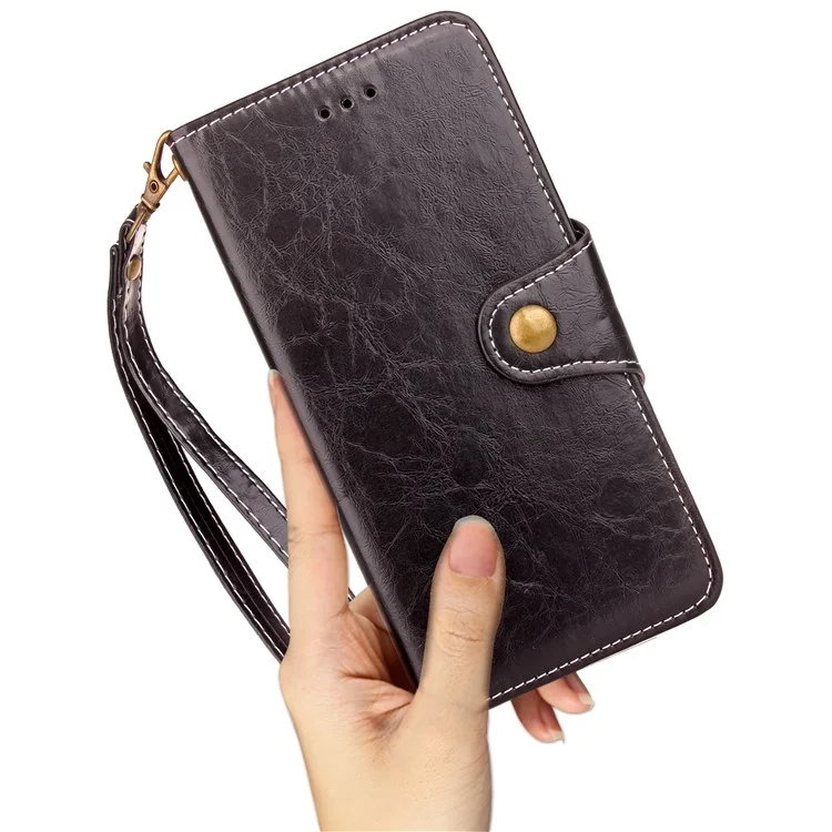 For Samsung Galaxy A8 (2018) Retro Business Style PU Leather Wallet Stand Case - Black