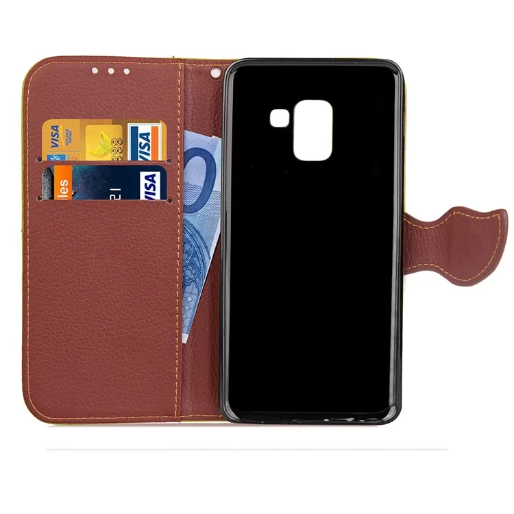 Leaf Shape Magnetic Flap Leather Wallet Case for Samsung Galaxy A8 (2018) - Black