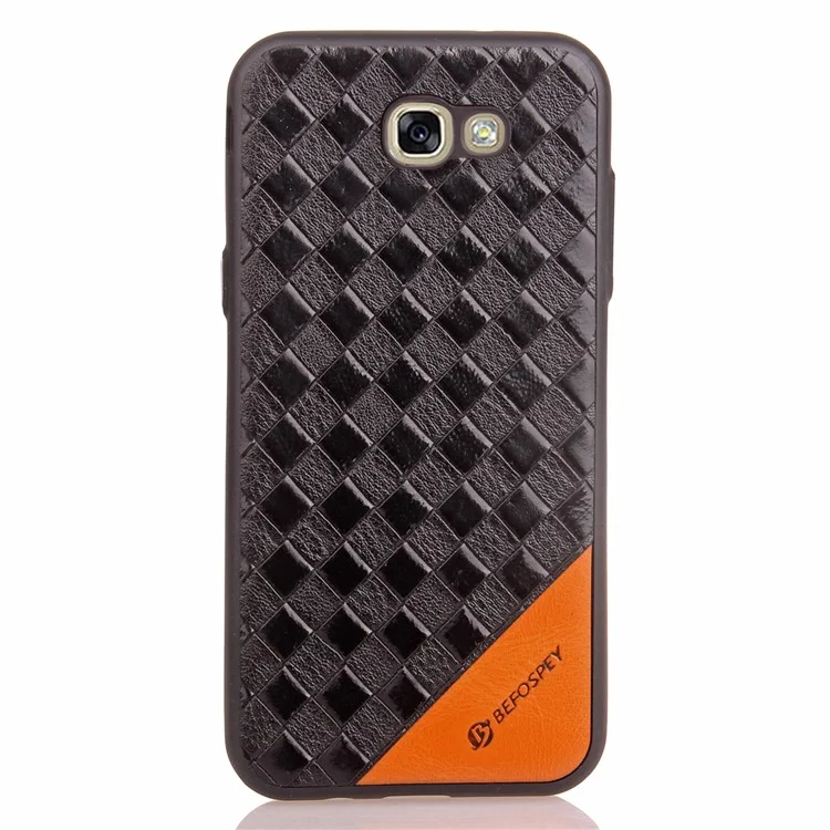 BEFOSPEY Matte Woven Texture PU Leather Coated TPU Case for Samsung Galaxy A3 (2017) - Black