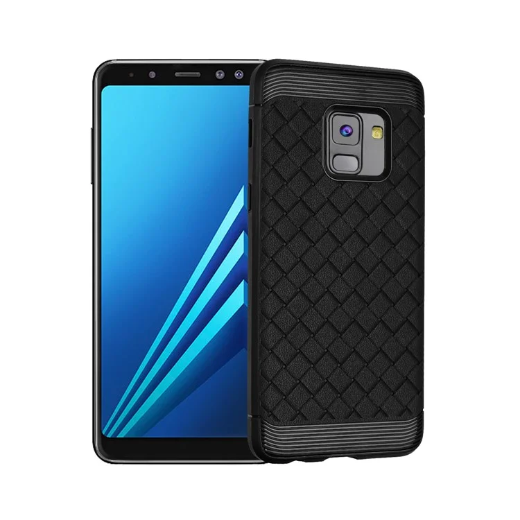 Woven Texture Soft TPU Phone Case for Samsung Galaxy A8 (2018) - Black