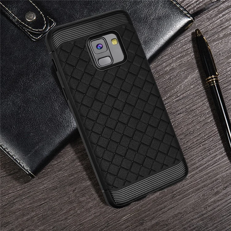 Woven Texture Soft TPU Phone Case for Samsung Galaxy A8 (2018) - Black