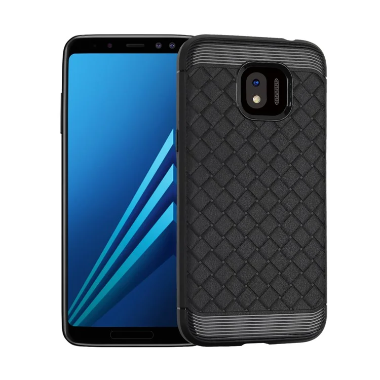 For Samsung Galaxy J2 Pro 2018 Weaving Pattern TPU Phone Cover - Black