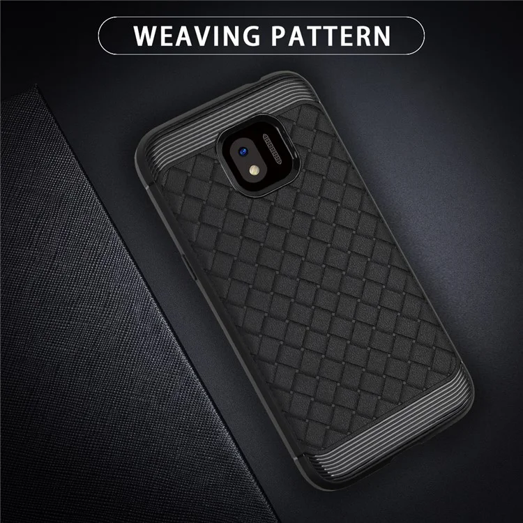 For Samsung Galaxy J2 Pro 2018 Weaving Pattern TPU Phone Cover - Black