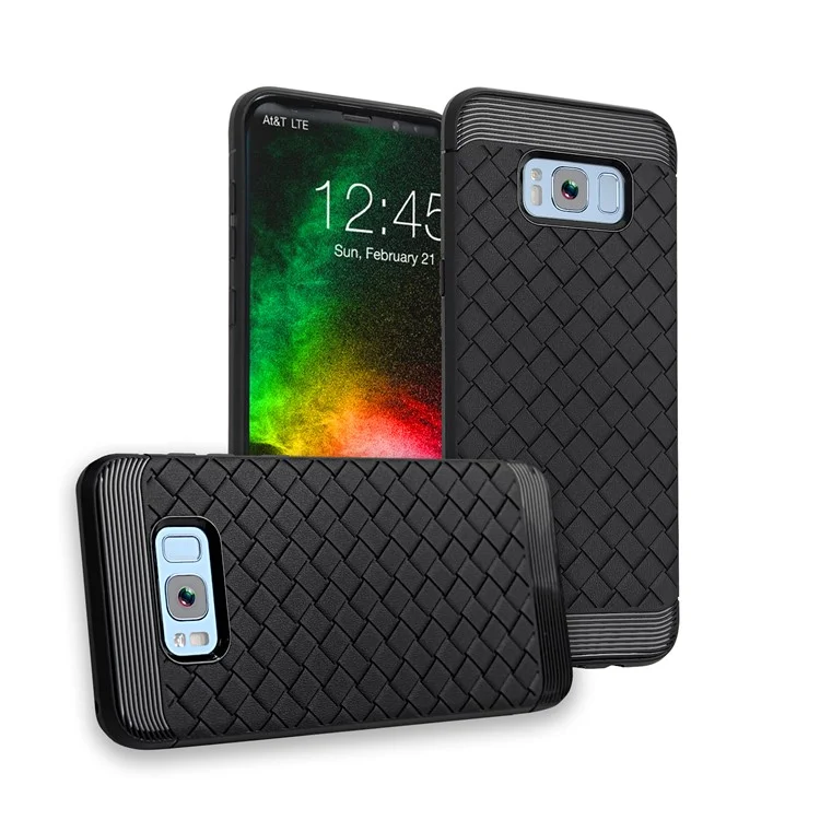 Woven Pattern TPU Phone Casing for Samsung Galaxy S8 G950 - Black