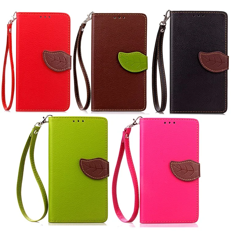 Leaf Shape Magnetic Flap Leather Wallet Case for Samsung Galaxy A5 SM-A510F (2016) - Black