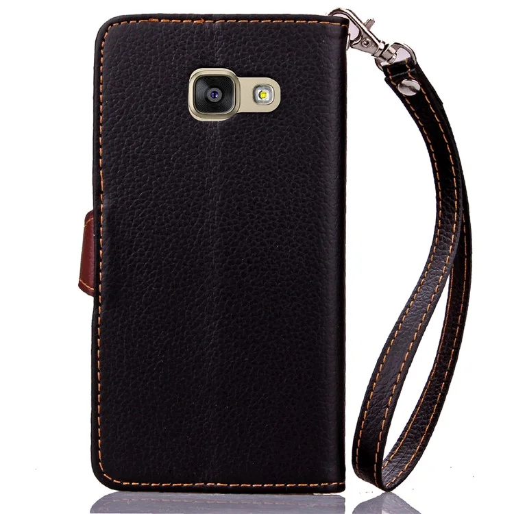 Leaf Shape Magnetic Flap Leather Wallet Case for Samsung Galaxy A5 SM-A510F (2016) - Black