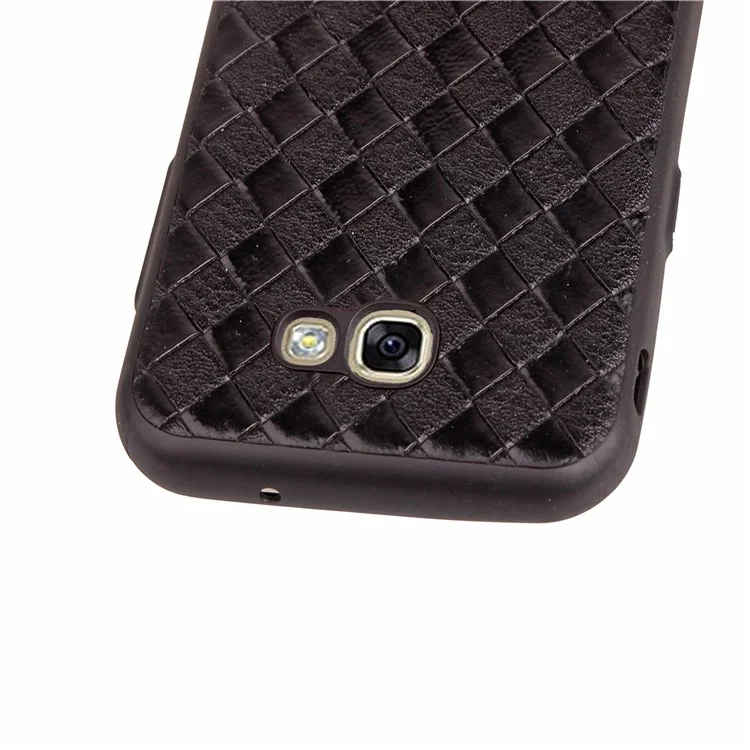 Matte Woven Texture Leather Coated TPU Case for Samsung Galaxy A7 (2017) SM-A720 - Black