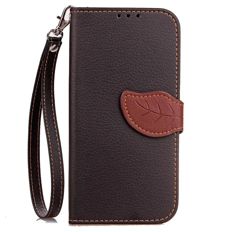 Leaf Shape Magnetic Flap Leather Wallet Case for Samsung Galaxy A3 (2017) - Black