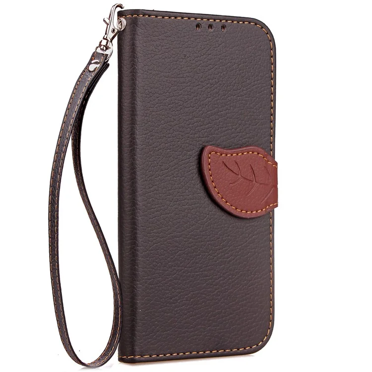 Leaf Shape Magnetic Flap Leather Wallet Case for Samsung Galaxy A3 (2017) - Black