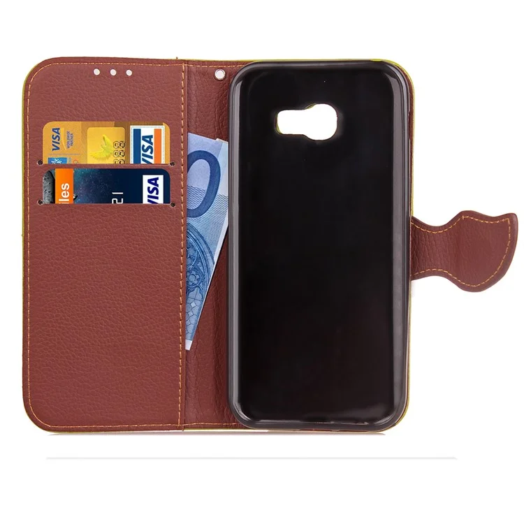 Leaf Shape Magnetic Flap Leather Wallet Case for Samsung Galaxy A3 (2017) - Black