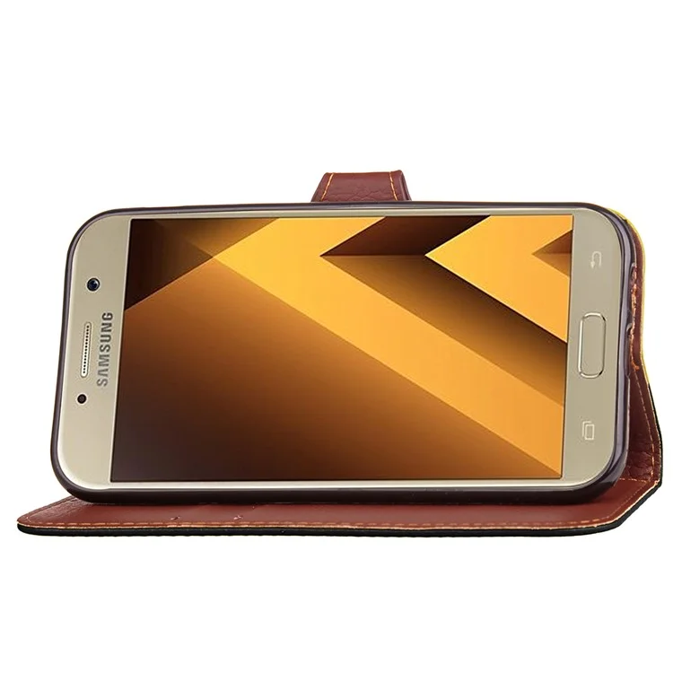 Leaf Shape Magnetic Flap Leather Wallet Case for Samsung Galaxy A3 (2017) - Black