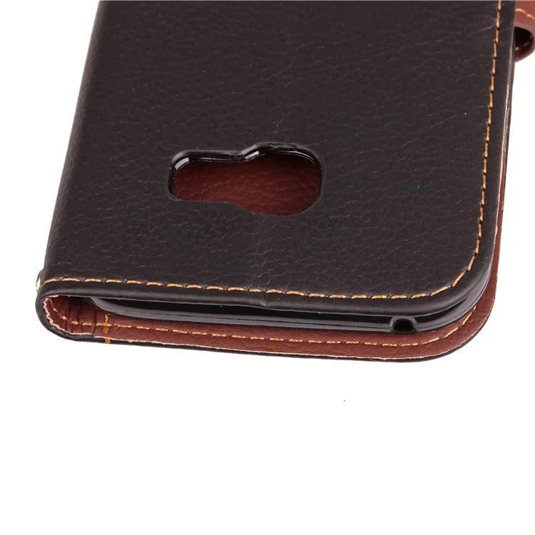 Leaf Shape Magnetic Flap Leather Wallet Case for Samsung Galaxy A3 (2017) - Black