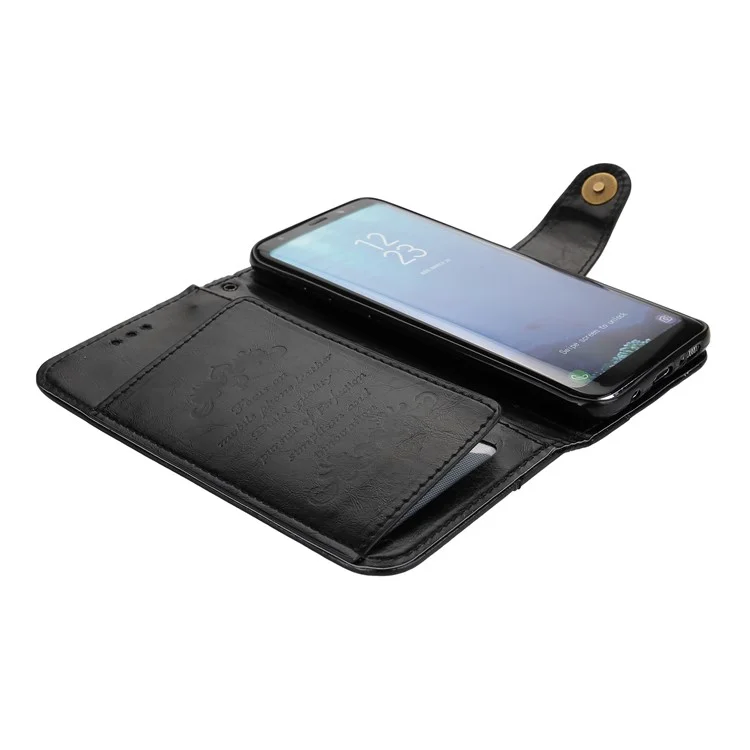 Oil Wax PU Leather Wallet Stand Case for Samsung Galaxy S8 G950 - Black