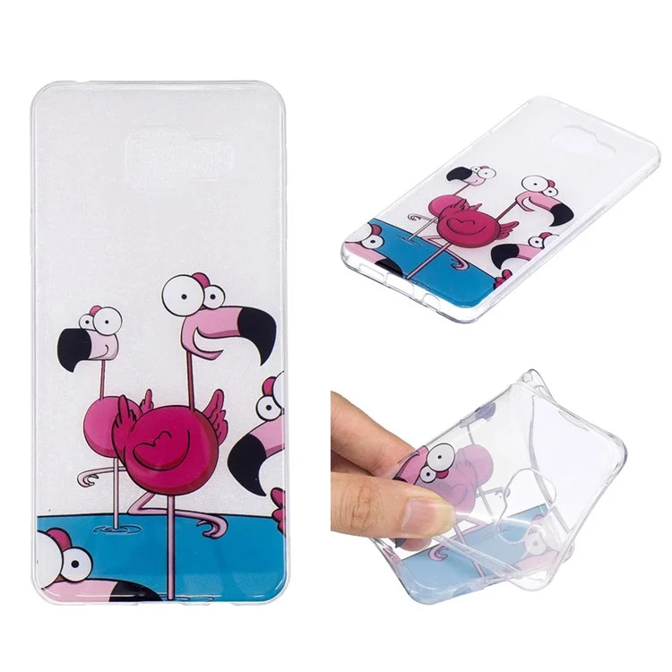 Pattern Printing IMD TPU Mobile Phone Case for Samsung Galaxy A3 SM-A310F (2016) - Cartoon Flamingos