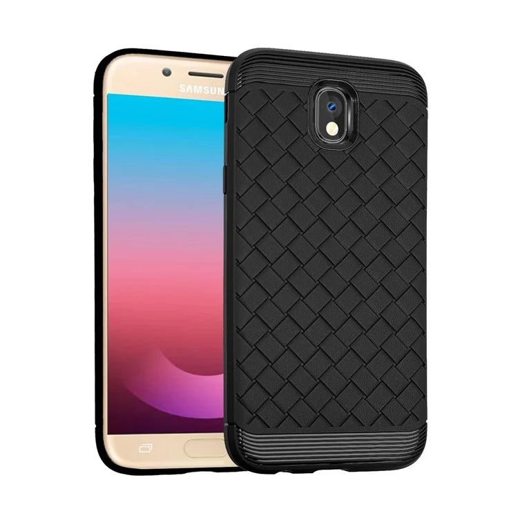 Woven Pattern TPU Shell Case for Samsung Galaxy J7 Pro (2017) / J7 (2017) EU Version - Black