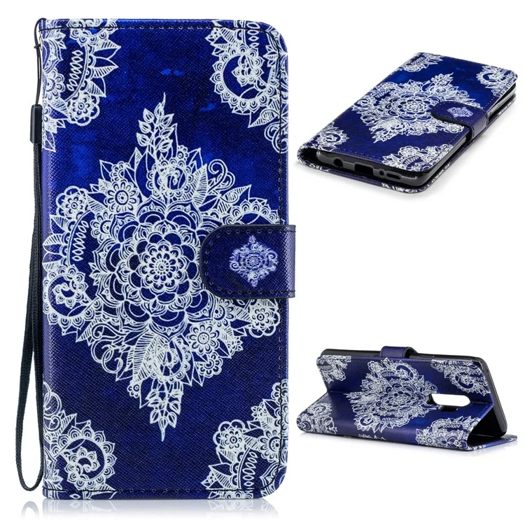 For Samsung Galaxy S9+ G965 Pattern Printing Leather Wallet Stand Case - Mandala Flower