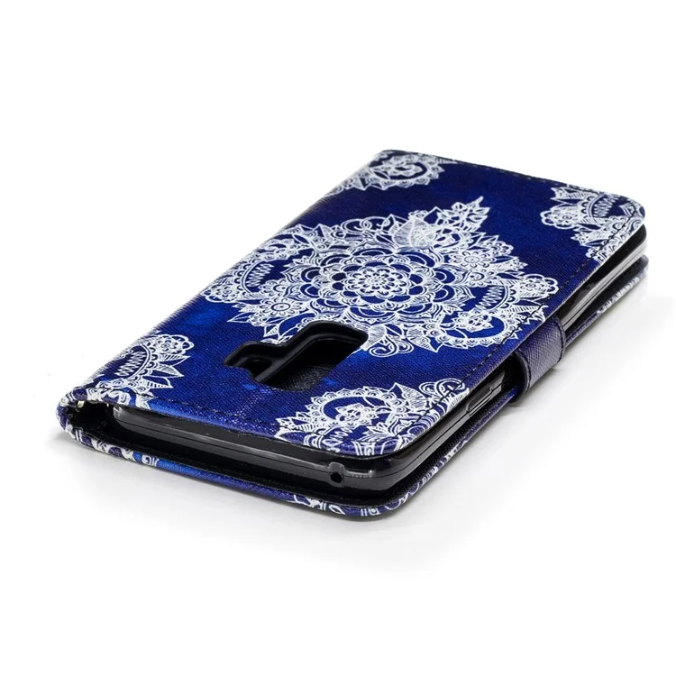 For Samsung Galaxy S9+ G965 Pattern Printing Leather Wallet Stand Case - Mandala Flower