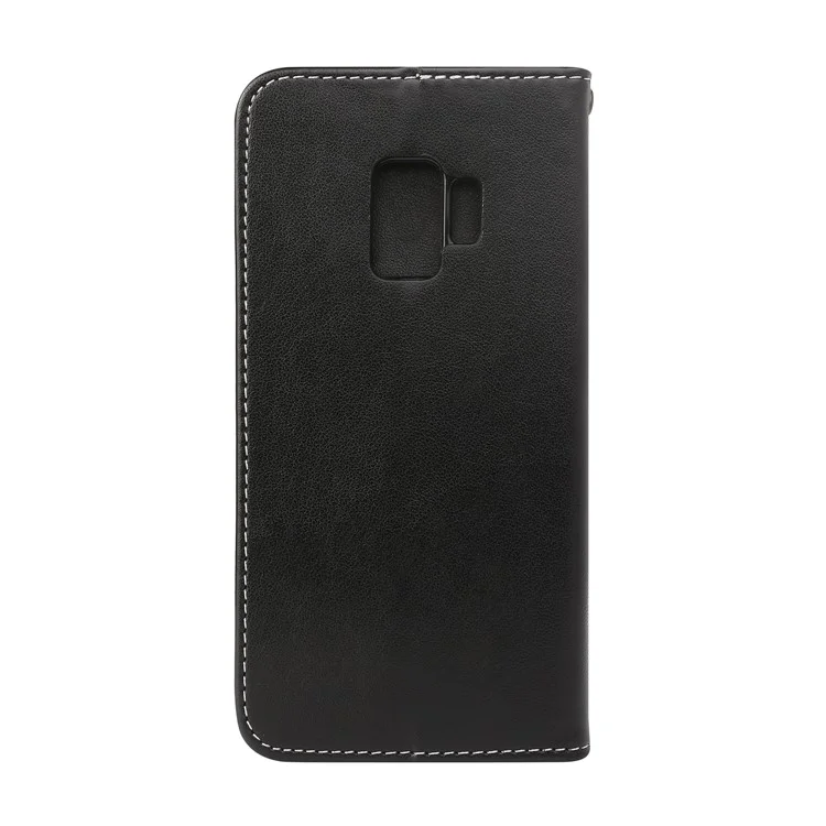 For Samsung Galaxy S9 G960 Imprint Flower Butterfly Leather Phone Case with Card Holders - Black