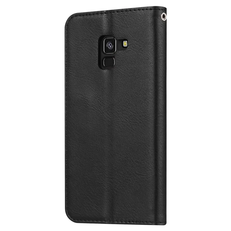 Pour Samsung Galaxy A8 (2018) Étui de protection en cuir PU avec support - Noir