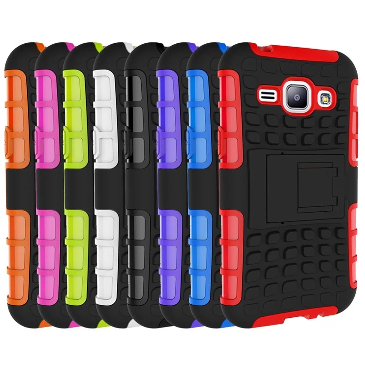 PC + TPU Hybrid Kickstand Case for Samsung Galaxy J1 / J1 4G - Black