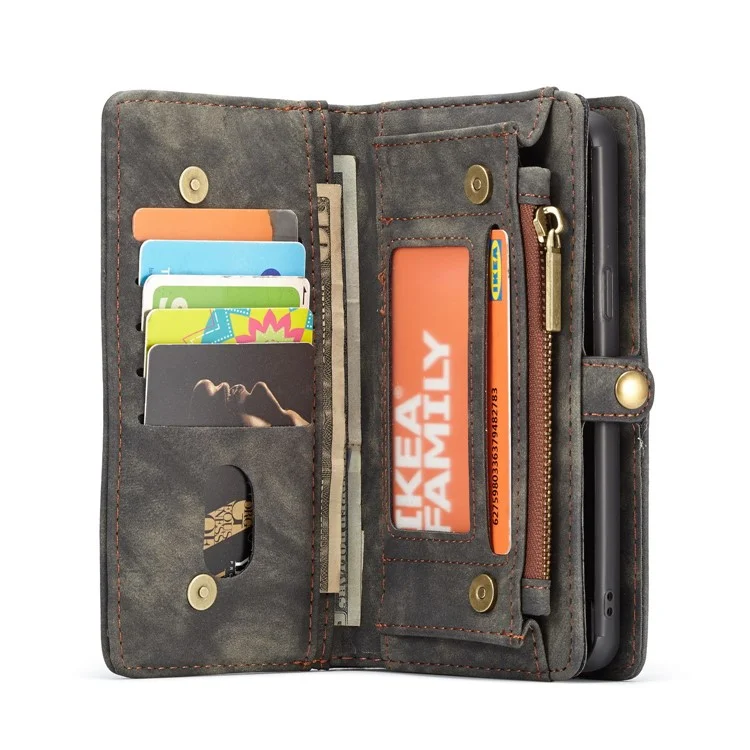 CASEME 2-in-1 Detachable Wallet Split Leather Mobile Case for Samsung Galaxy S9 - Black