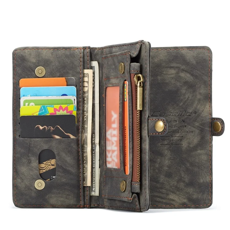 CASEME 2-in-1 Detachable Wallet Split Leather Mobile Case for Samsung Galaxy S9 - Black