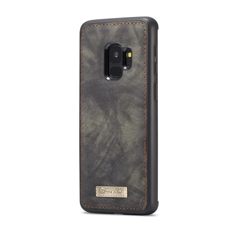 CASEME 2-in-1 Detachable Wallet Split Leather Mobile Case for Samsung Galaxy S9 - Black